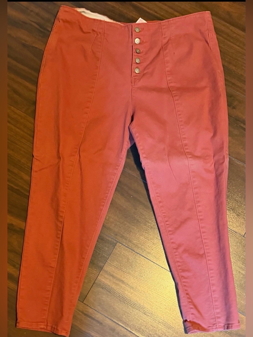 No Boundaries Skinny Button-Front Jeans - Rust Red size 21